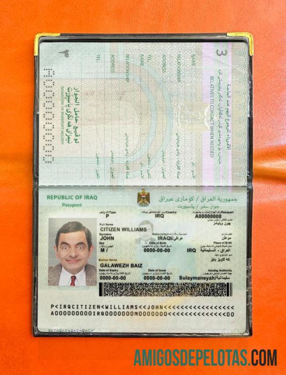 Passaporte do Iraque 2021 Presente Photolook exemplo real